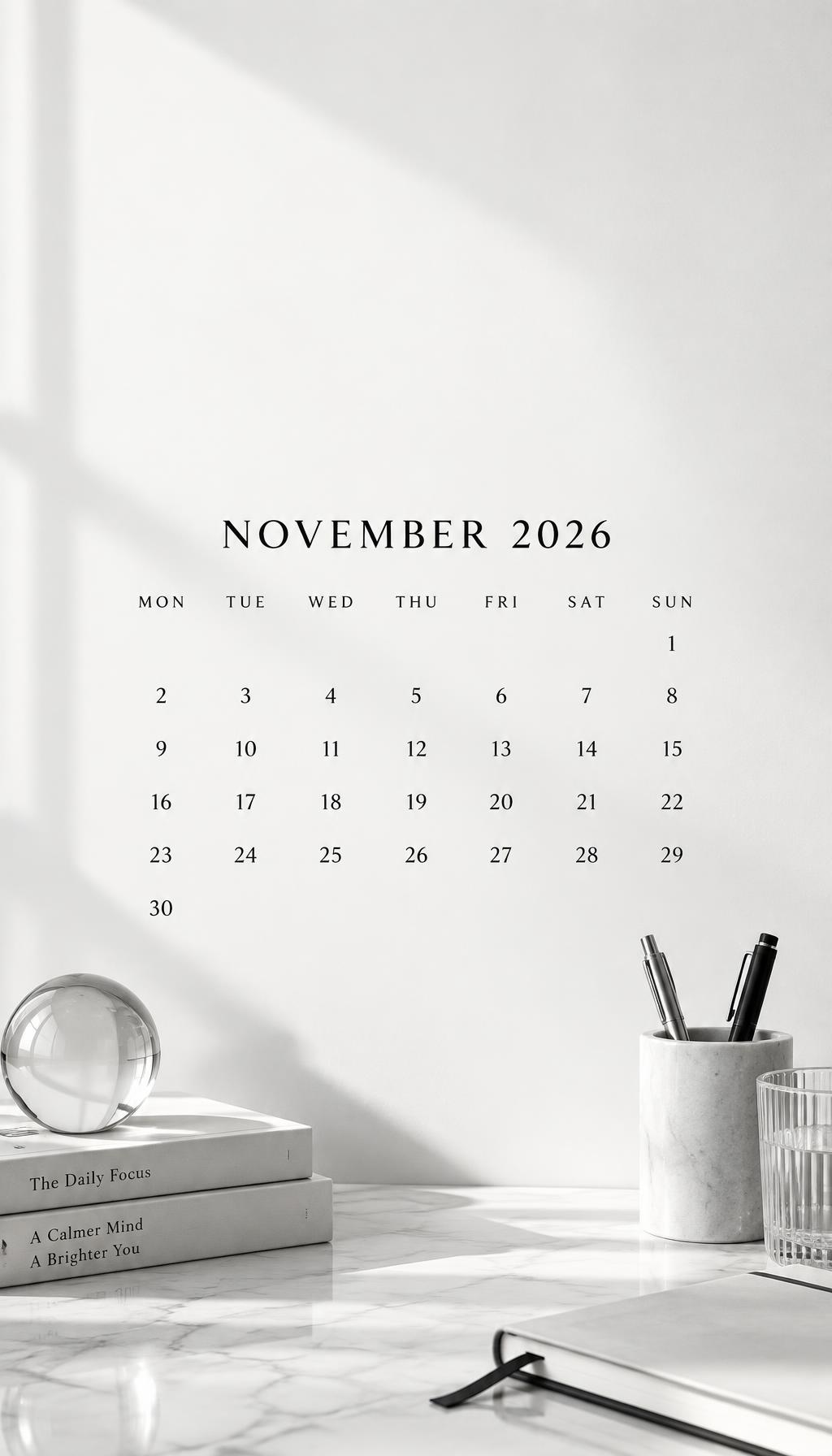 November 2026 iPhone wallpaper